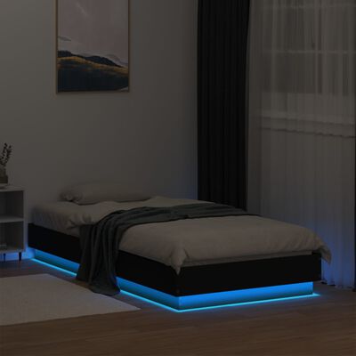 vidaXL Rám postele s LED svetlami čierny 90x190 cm