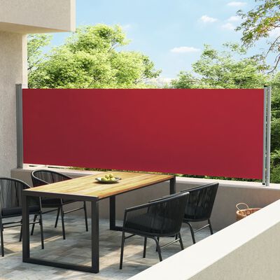 vidaXL Zaťahovacia bočná markíza na terasu 140x600 cm červená