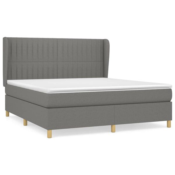 vidaXL Boxspring posteľ s matracom tmavosiv&aacute; 180x200 cm l&aacute;tka