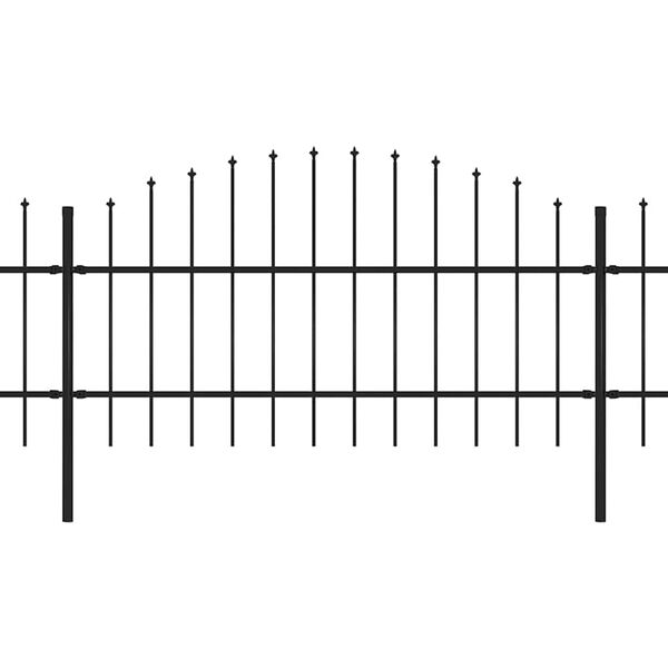 vidaXL Z&aacute;hradn&yacute; plot s vrchnou časťou z ocele 1070x100 cm čierny