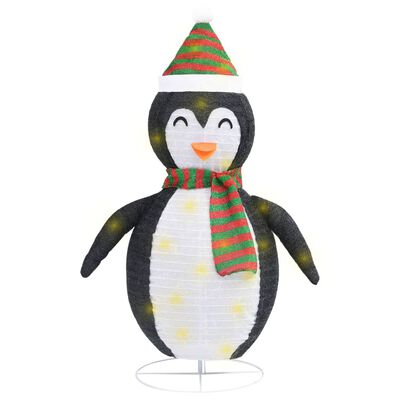 vidaXL Ozdobná vianočná figúrka tučniaka LED luxusná látka 90 cm