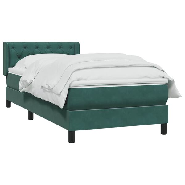 vidaXL Posteľn&yacute; r&aacute;m boxspring s matracom Tmavozelen&aacute; 80x210 cm zamat