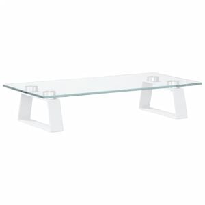 vidaXL Stojan na monitor biely 40x20x8 cm tvrden&eacute; sklo a kov