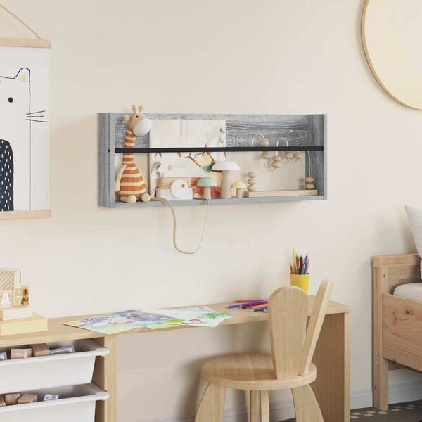 vidaXL Reg&aacute;l na časopisy Siv&yacute; Sonoma 80 x 12 x 30 cm Kompozitn&eacute; drevo