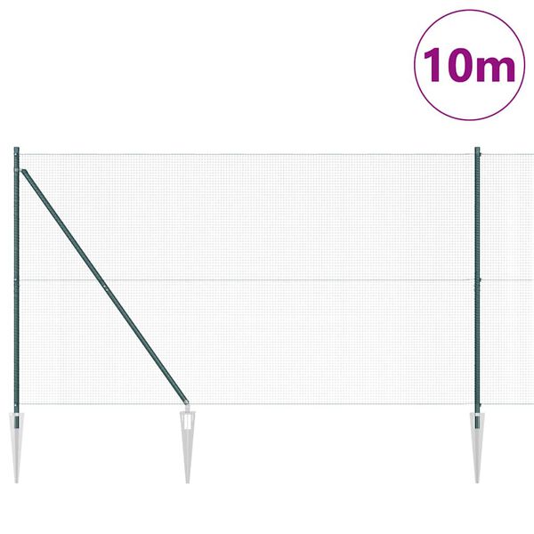 vidaXL Stĺp na plot. Zelená 10 x 1,6 m (16 x 16 mm sieť) Ocel a PVC