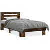 vidaXL Posteľn&yacute; r&aacute;m dymov&yacute; dub 75x190 cm kompozitn&eacute; drevo a kov