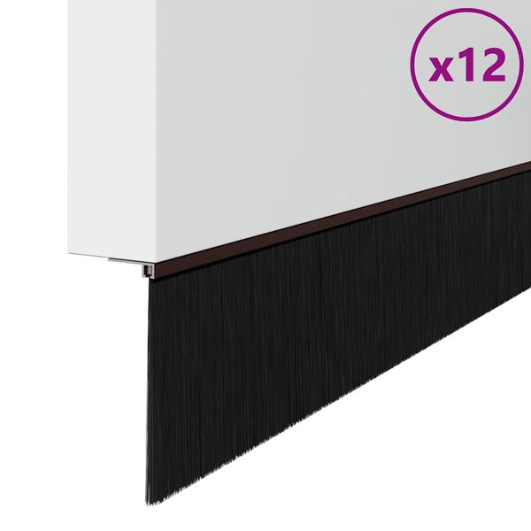 vidaXL Samolepiace tesnenia dver&iacute; s kefou 12 pcs Hned&aacute; 100 cm