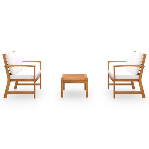 vidaXL 3-dielna záhradná sedacia súprava s podložkami akáciový masív