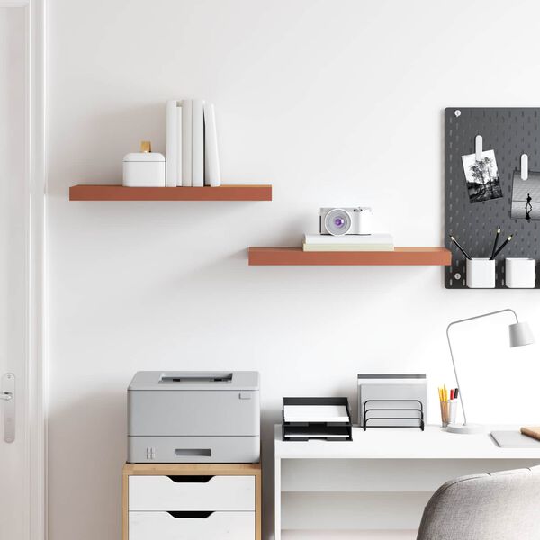 vidaXL Stenn&aacute; polica 2 pcs Červen&aacute; 60 x 23 x 4 cm Kompozitn&eacute; drevo