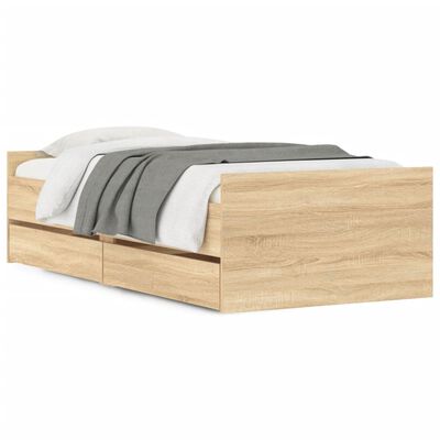vidaXL Rám postele so zásuvkami dub sonoma 75x190 cm malé jednolôžko