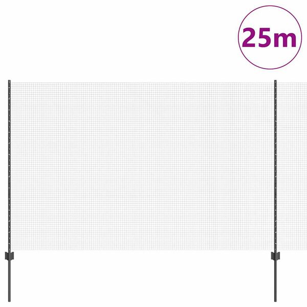 vidaXL Plot s podperou Siv&aacute; 1,6 x 25 m Ocel a PVC