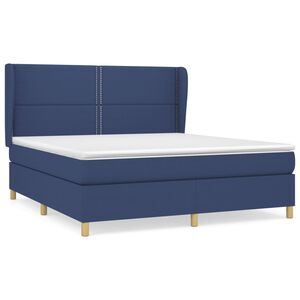 vidaXL Posteľn&yacute; r&aacute;m boxspring s matracom modr&yacute; 180x200 cm l&aacute;tka