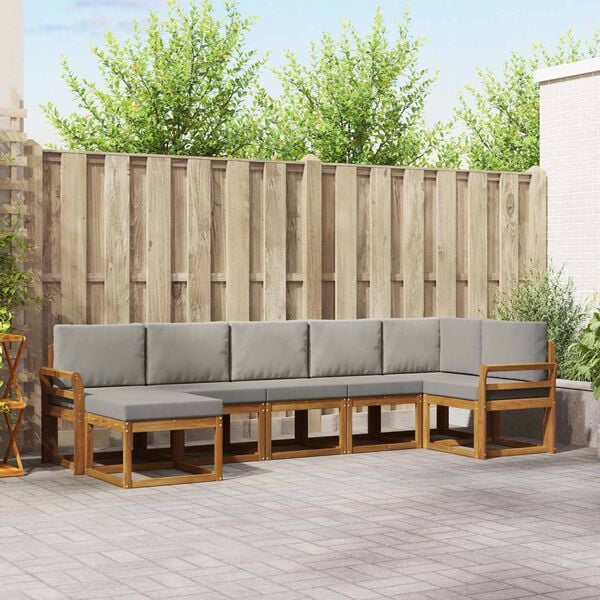 vidaXL Z&aacute;hradn&aacute; s&uacute;prava gaučov s vank&uacute;&scaron;om 7 pcs Pr&iacute;rodn&aacute; a svetlosiv&aacute;