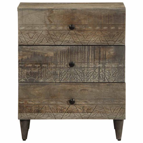 vidaXL Nočn&aacute; skrinka Svetlosiv&aacute; 50x33x60 cm Mas&iacute;vne drevo Mango