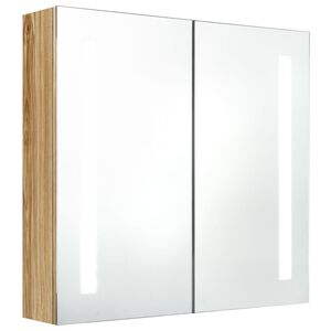 vidaXL LED k&uacute;peľňov&aacute; zrkadlov&aacute; skrinka dubov&aacute; 62x14x60 cm