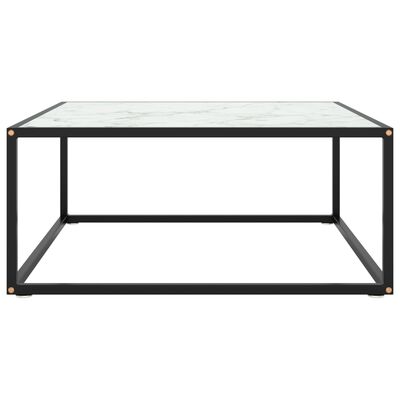 vidaXL Konferenčný stolík, čierny, biele mramorové sklo 80x80x35 cm
