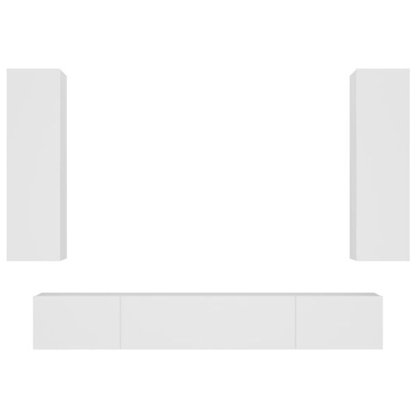 vidaXL 4-dielna súprava TV skriniek biela spracované drevo