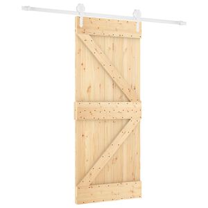 vidaXL Posuvn&eacute; dvere 80 x 210 cm Borovicov&yacute; mas&iacute;v Pr&iacute;rodn&aacute; a biela