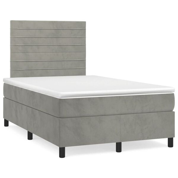 vidaXL Boxspring posteľ s matracom bledosiv&aacute; 120x190 cm zamat