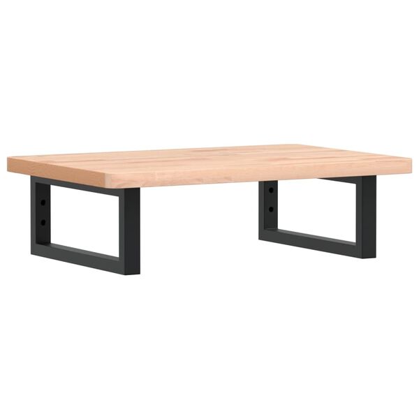 vidaXL Polica pod umývadlo nástenná oceľ a bukový masív