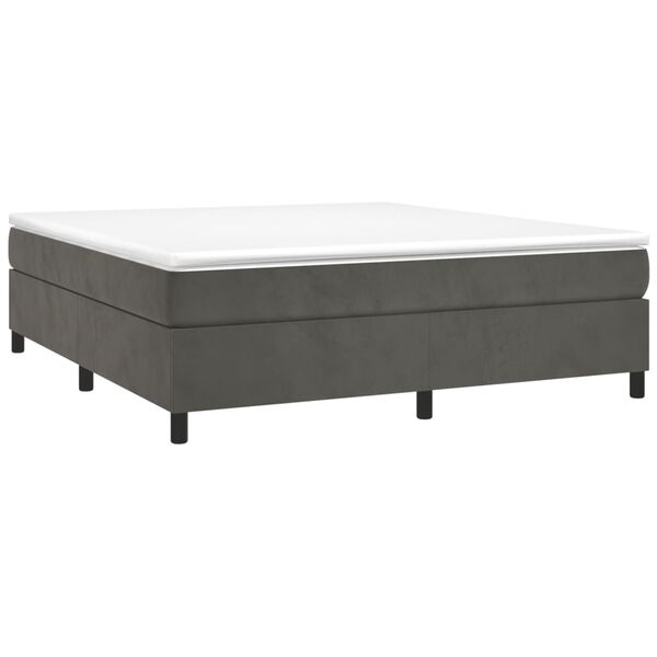 vidaXL Posteľn&yacute; r&aacute;m boxspring s matracom tmavosiv&yacute; 200x200 cm zamat
