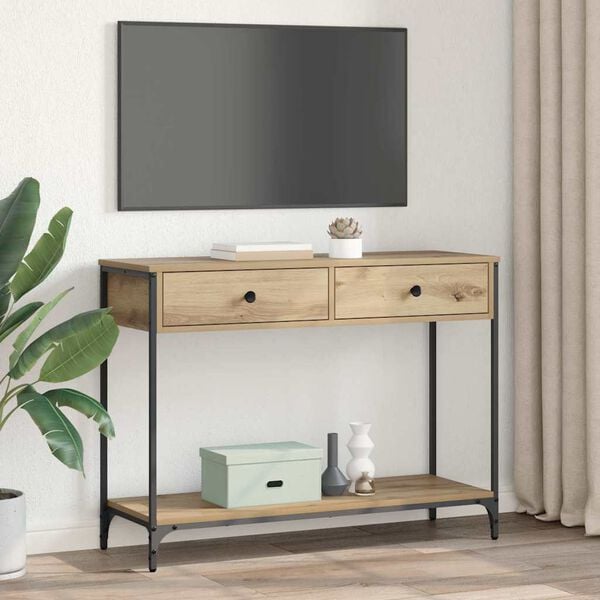 vidaXL Konzolov&yacute; st&ocirc;l so z&aacute;suvkou Remeseln&yacute; dub 100 x 34,5 x 75 cm