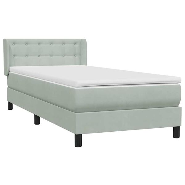 vidaXL Posteľn&yacute; r&aacute;m boxspring s matracom Svetlosiv&aacute; 80x210 cm zamat