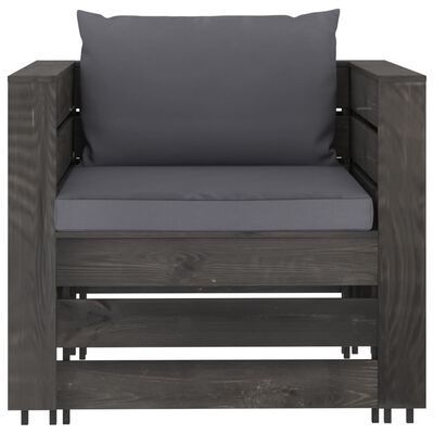 vidaXL 2-dielna sedacia súprava s podložkami, sivá, impregnované drevo
