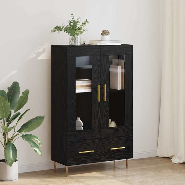 vidaXL Highboard so z&aacute;suvkou Čierny dub 69,5 x 31 x 115 cm