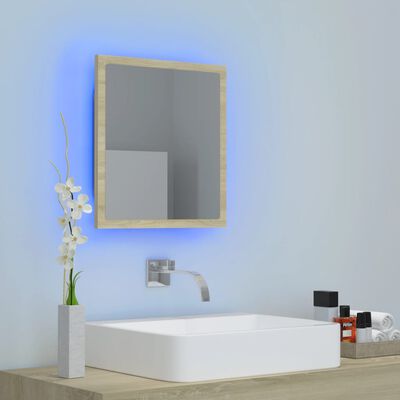 vidaXL Kúpeľňové zrkadlo s LED, dub sonoma 40x8,5x37 cm, akryl
