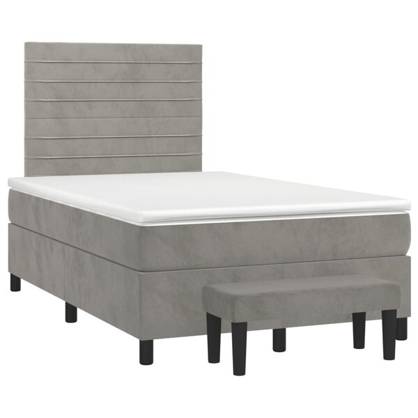 vidaXL Boxspring posteľ s matracom bledosiv&aacute; 120x190 cm zamat