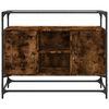 vidaXL Komoda sklenená doska dymový dub 98x35x81 cm kompozitné drevo