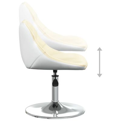 vidaXL Barová stolička krémová a biela umelá koža