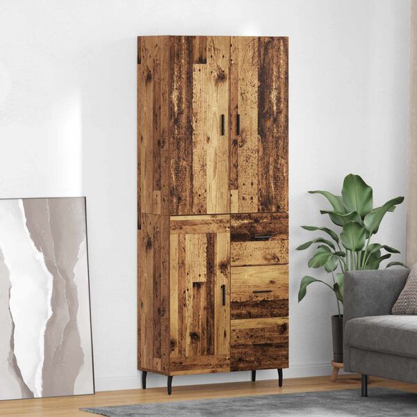 vidaXL Highboard 2 pcs Star&eacute; drevo Drevovl&aacute;knit&aacute; doska a sklo