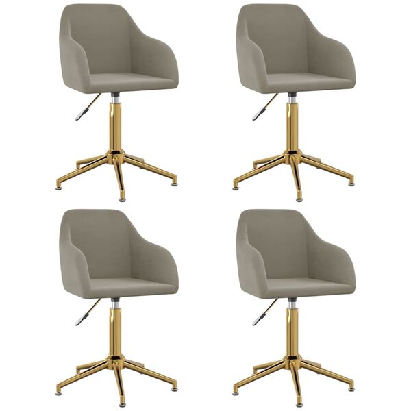 vidaXL Otočn&eacute; jed&aacute;lensk&eacute; stoličky 4 ks bledosiv&eacute; zamatov&eacute;