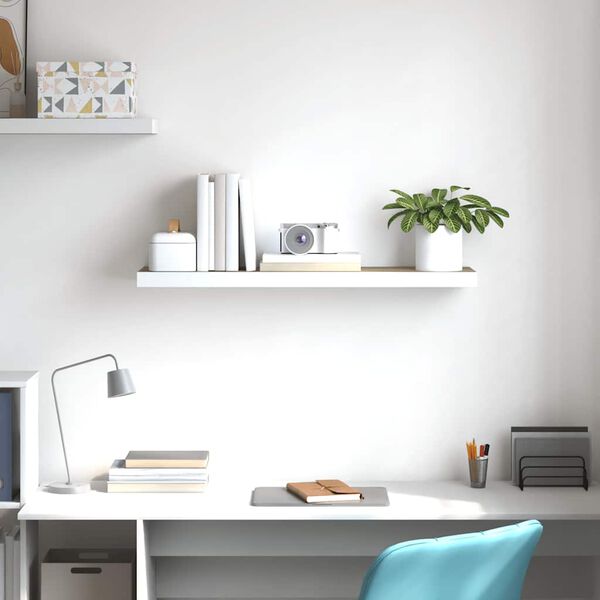 vidaXL Plávajúca nástenná polica dubová a biela 80x23,5x3,8 cm MDF