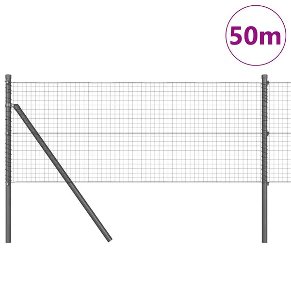 vidaXL Stĺp na plot. Siv&aacute; 50 x 0,8 m (25 x 25 mm sieť) Ocel a PVC