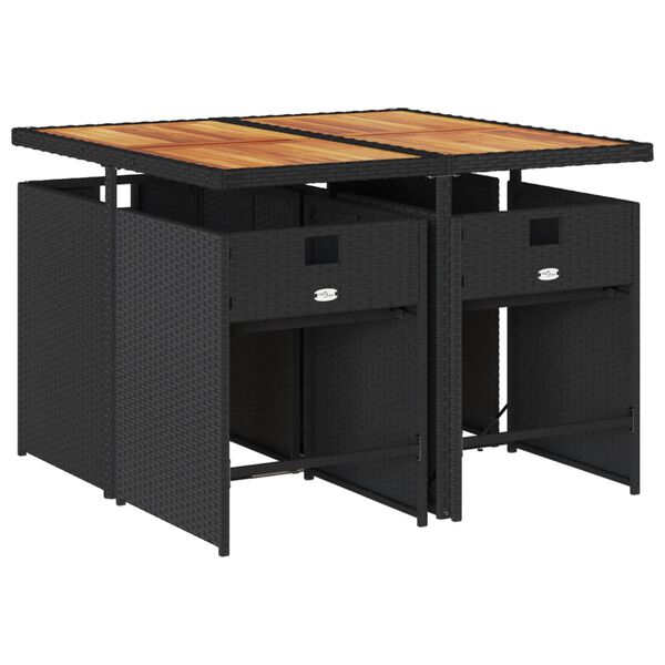 vidaXL 5-dielna z&aacute;hradn&aacute; jed&aacute;lensk&aacute; s&uacute;prava a vank&uacute;&scaron;e čierna polyratan