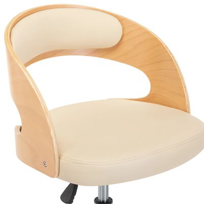 vidaXL Otočné jedálenské stoličky 4ks,krémové,ohýbané drevo+umelá koža