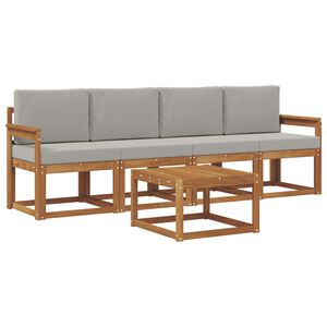 vidaXL Z&aacute;hradn&aacute; s&uacute;prava gaučov s vank&uacute;&scaron;om 5 pcs Pr&iacute;rodn&aacute; a svetlosiv&aacute;