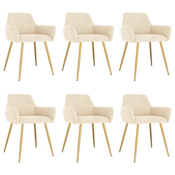 vidaXL Jed&aacute;lensk&eacute; stoličky 6 ks kr&eacute;mov&eacute; zamatov&eacute;