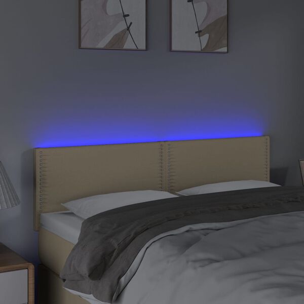 vidaXL Čelo postele s LED kr&eacute;mov&eacute; 144x5x78/88 cm l&aacute;tka