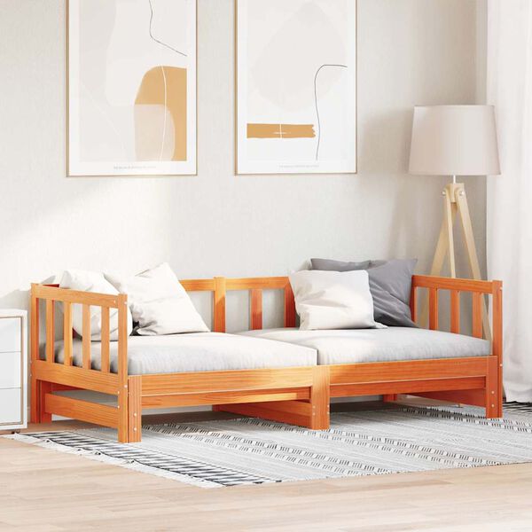 vidaXL Detská posteľ s prístelkou Včelí hnedý 203,5 x 184 x 66 cm