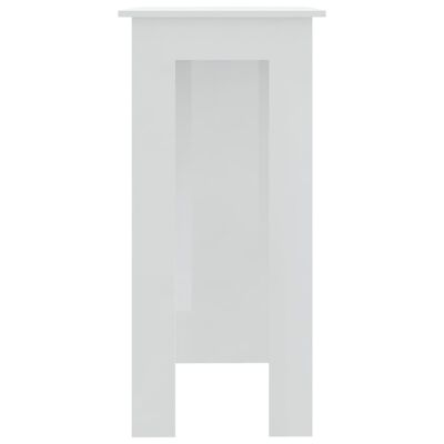vidaXL Barový stôl s poličkou lesklý biely 102x50x103,5 cm drevotrieska