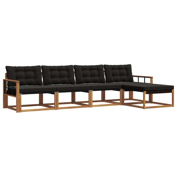 vidaXL Z&aacute;hradn&aacute; s&uacute;prava gaučov s vank&uacute;&scaron;om 5 pcs Pr&iacute;rodn&aacute; a čierna