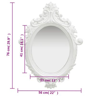 vidaXL Nástenné zrkadlo v zámockom štýle 56x76 cm biele