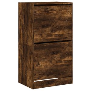 vidaXL Botn&iacute;k s 2 v&yacute;klopn&yacute;mi z&aacute;suvkami dymov&yacute; dub 60x42x108 cm