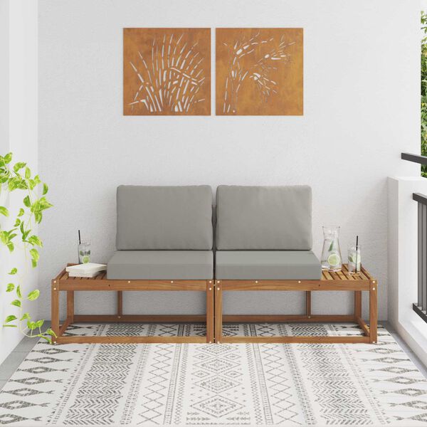 vidaXL Vonkaj&scaron;ia koncov&aacute; pohovka 2 Kus Pr&iacute;rodn&aacute; a svetlosiv&aacute;