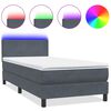 vidaXL Posteľn&yacute; r&aacute;m boxspring s matracom a LED tmavosiv&yacute; 100x210 cm zamat