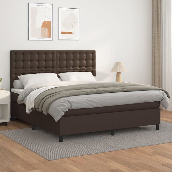 vidaXL Boxspring posteľ s matracom hned&aacute; 180x200 cm umel&aacute; koža